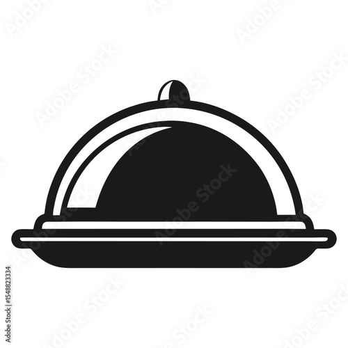 Simple black and white cloche illustration for restaurant or food-related designs.