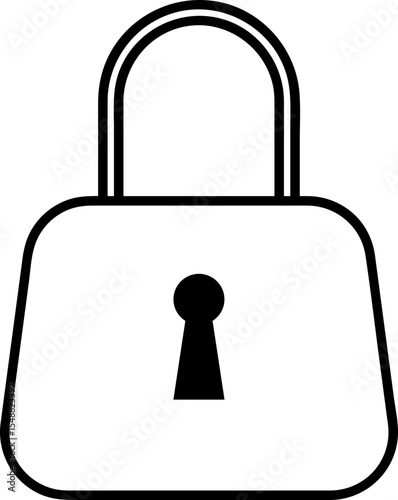 Simple Padlock Icon: Black Outline on White Background