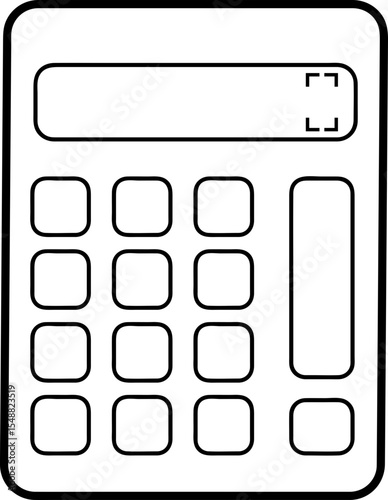 Simple Line Art Calculator Icon: Blank Display, Number Keys