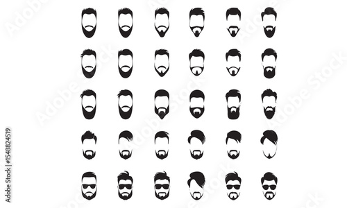 Man Beard and Hair Collection vector