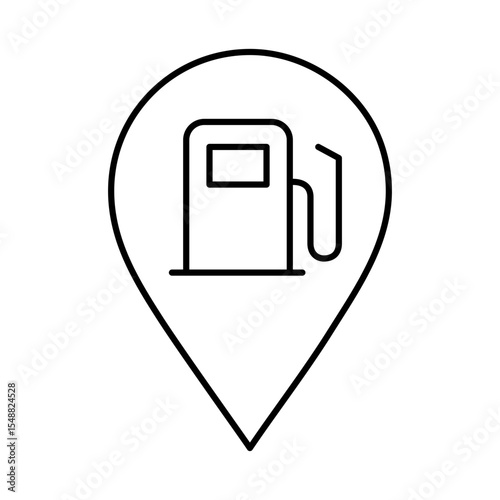 Gas Station Pointer Line Icon. Editable Stroke. Pin, Navigation, Direction, Marker Icons Vector Illustration