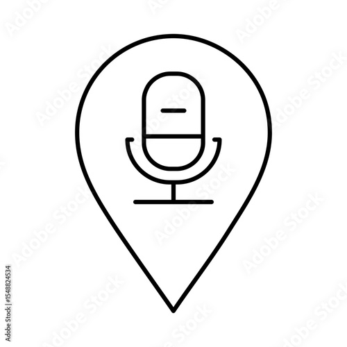 Music Studio Pointer Line Icon. Editable Stroke. Pin, Navigation, Direction, Marker Icons Vector Illustration