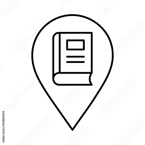 Library Pointer Line Icon. Editable Stroke. Pin, Navigation, Direction, Marker Icons Vector Illustration