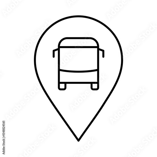 Bus Station Pointer Line Icon. Editable Stroke. Pin, Navigation, Direction, Marker Icons Vector Illustration