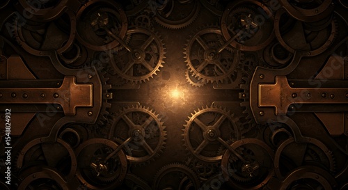 Steampunk Clockwork Heart: Glowing Core of Intricate Gears