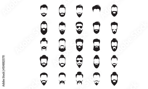 Man Beard and Hair Collection vector