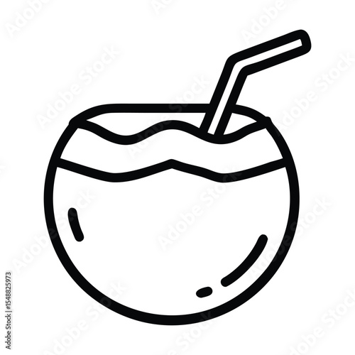 Coconut drink icon outline Premium Vector
