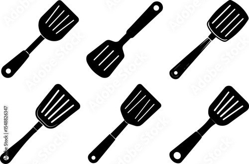 Set of Silhouettes of kitchen spatula icon vector illustration. Vector illustration