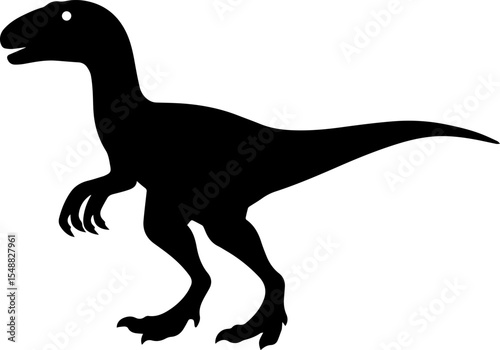 silhouette of a velociraptor dinosaur. Dinosaur silhouette vector illustration