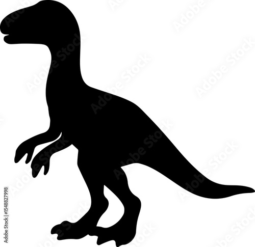 silhouette of a velociraptor dinosaur. Dinosaur silhouette vector illustration
