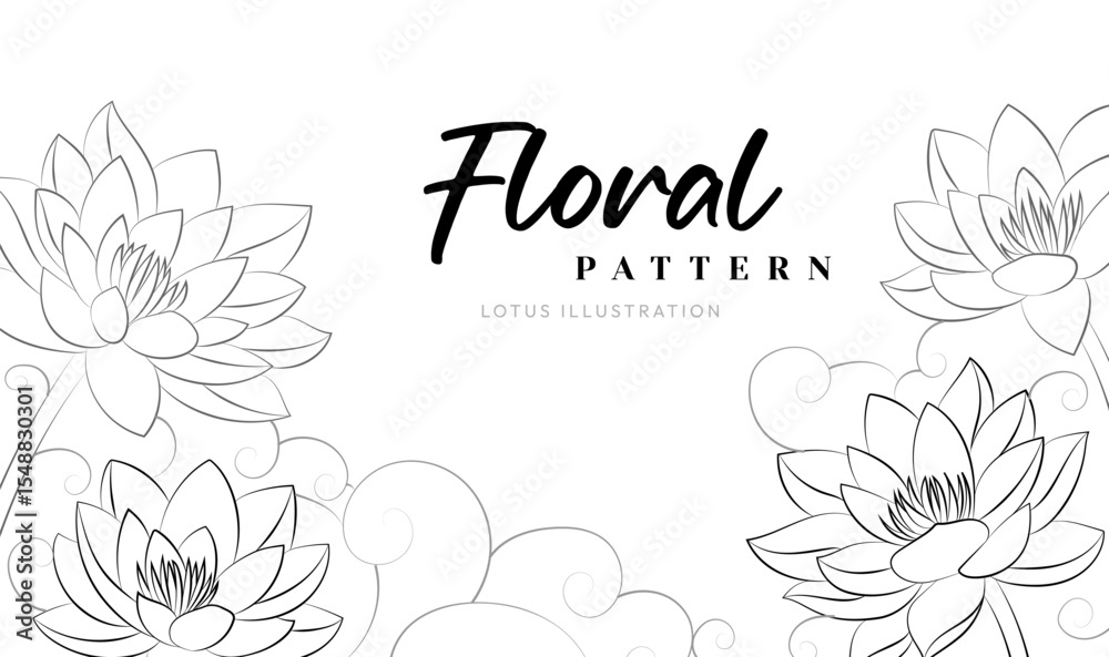 Hand drawn illustrations of lotus patterns