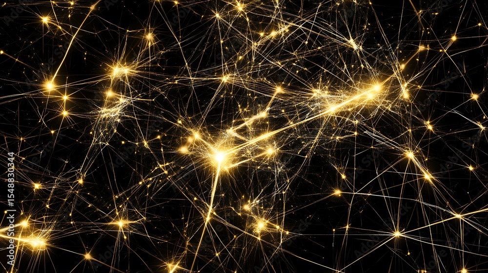 Fototapeta premium Abstract network of golden light (7)