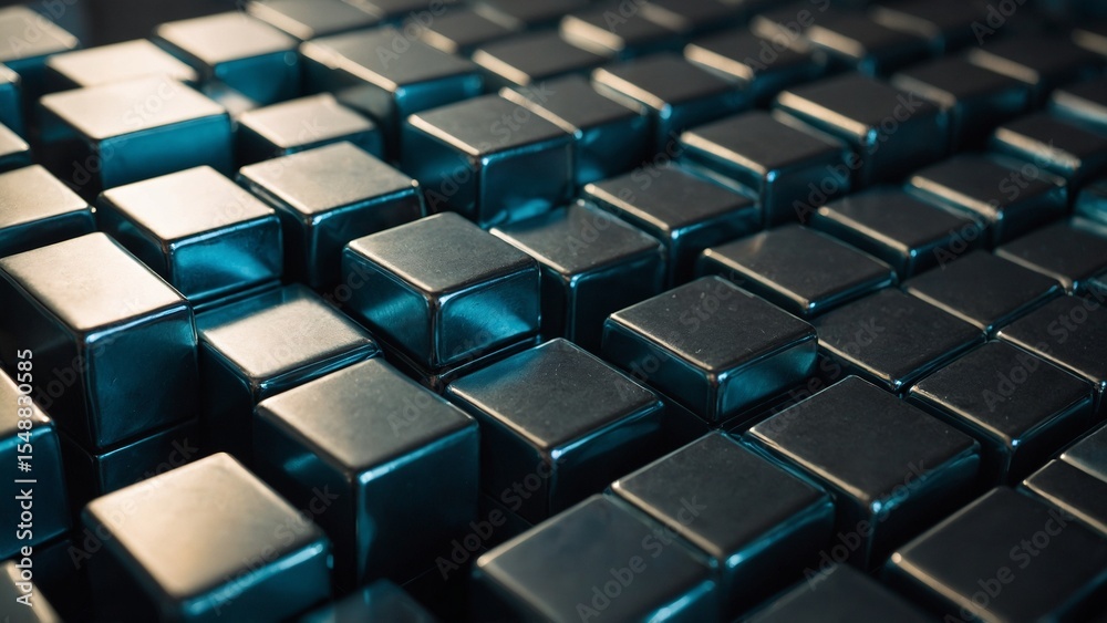 Naklejka premium Metallic Cubes Abstract Composition