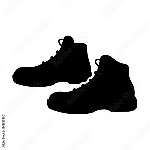 Two Hiking Boots Silhouettes Isolated on White Background Ready for Adventure