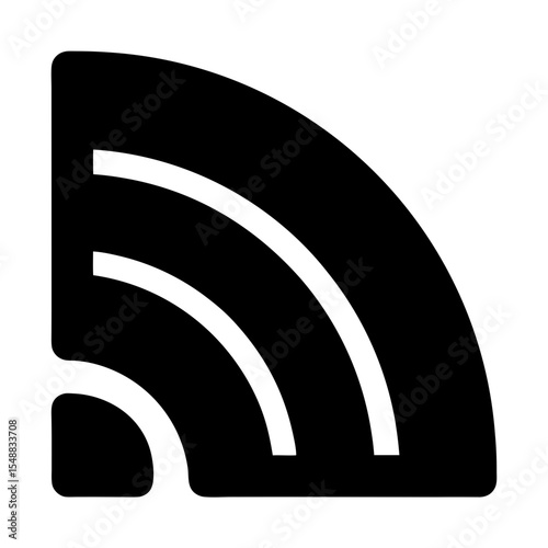 Black and white RSS feed icon depicting information dissemination network