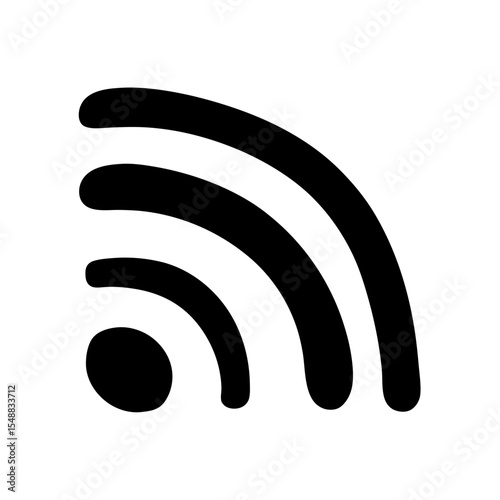 Black Wireless Internet Signal Icon, Illustrating Connectivity and Technology