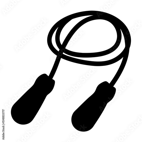 Black and white image of a skipping rope for exercise and fitness