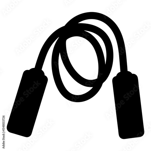 Black and White Silhouette of a Jump Rope for Fitness Activity