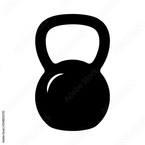 Black kettlebell silhouette for fitness, exercise, and strength training concept