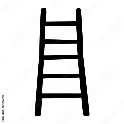 Simple black ladder against a white background with five rungs