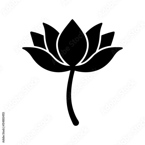 Black lotus flower with stem a symbol of purity and enlightenment