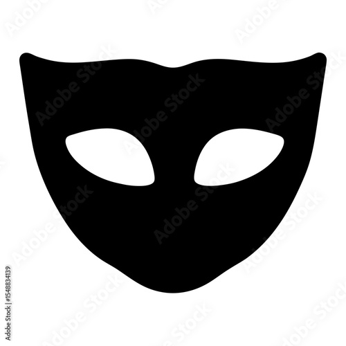 Black masquerade mask isolated on white background for mystery and anonymity