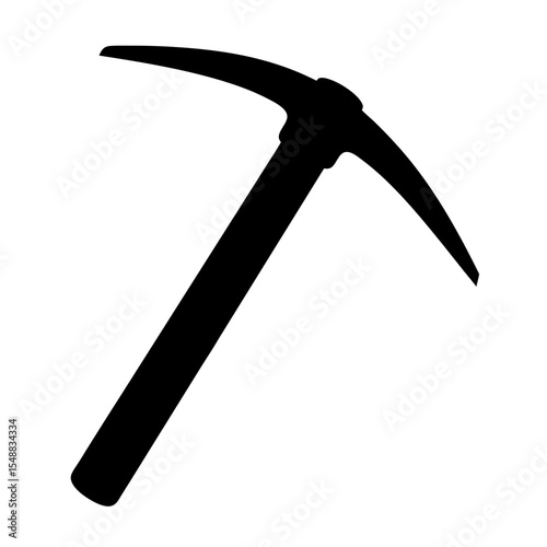 A black silhouette of a pickaxe, a historical tool for digging and mining