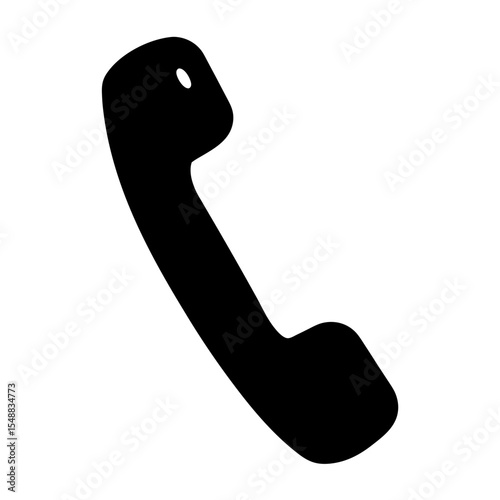 Black telephone receiver illustration on a white background for communication symbol