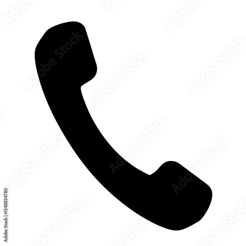Old fashioned black telephone handset icon illustration on a white background