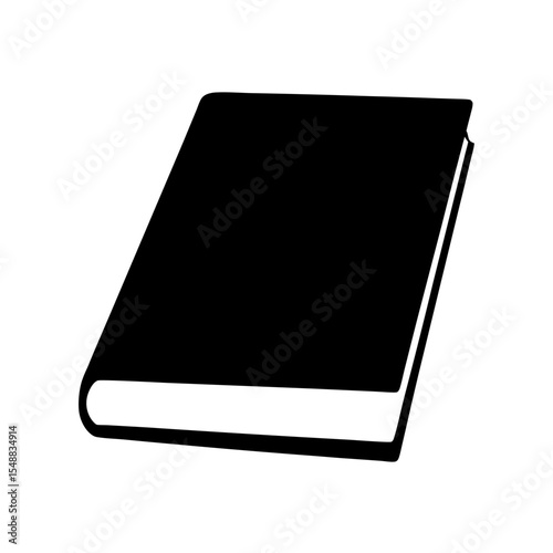 Simple Black Book Illustration on White Background for Reading and Education