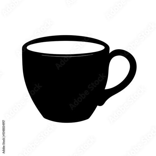 Coffee Cup Icon Design, A minimalist black icon of a coffee cup, symbolizing warmth, relaxation, and daily routine.

