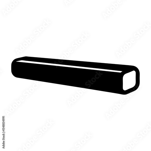 Simple minimalist illustration of a hollow rectangular tube in black and white