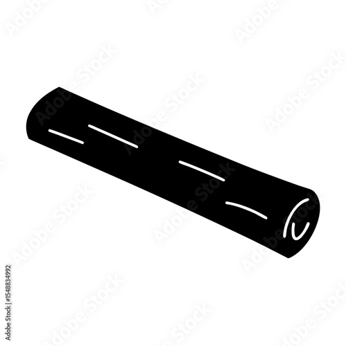 Wood Log Icon Design, A simple black icon of a log of wood, symbolizing nature, construction, and natural materials.
