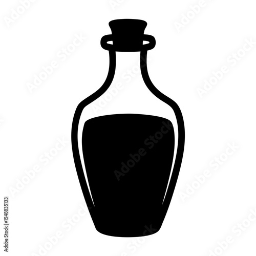 Silhouette of a filled bottle or container with a stopper top