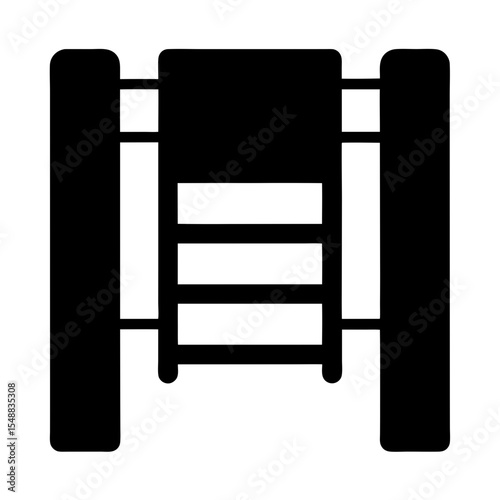 Black and white illustration of a tractor's treads and main chassis