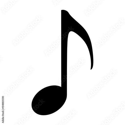 Eighth Note Music Symbol Representing a Musical Sound or Duration Black