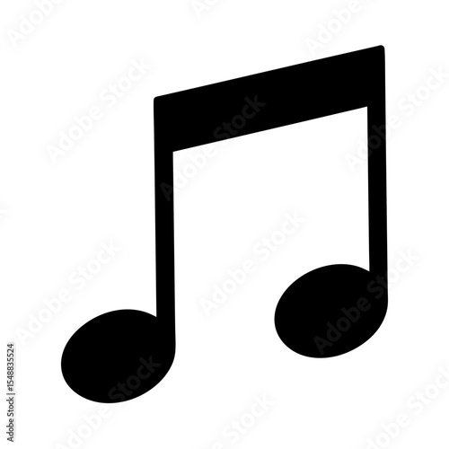 Single black eighth note symbol on a white background for music