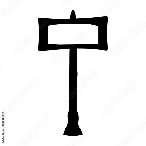 Silhouette of a blank signpost indicating a route or path ahead