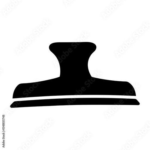 A minimalist silhouette illustration of a bottle opener rendered in black and white