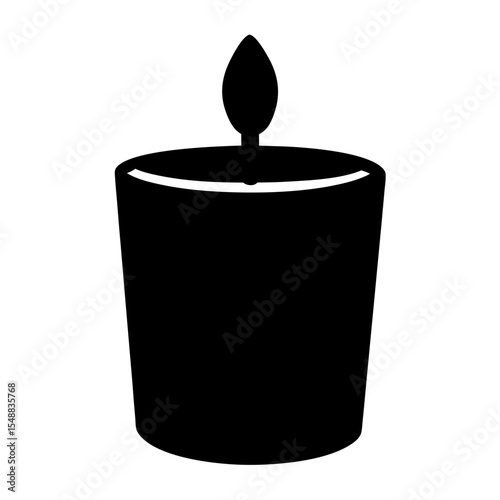 Simple Black Silhouette Illustration of a Candle in a Cup Shape