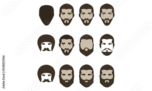 Man face portrait with full beard and mustache