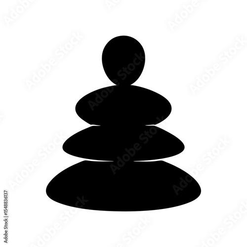 Zen Stones in Simple Black and White Stacking Art Illustration Graphic