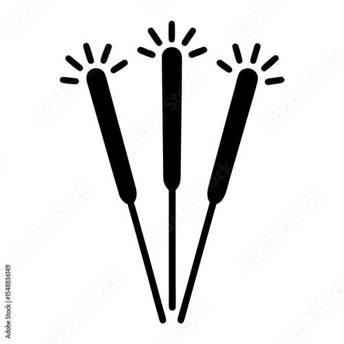 A simple vector illustration of three sparklers on a white background