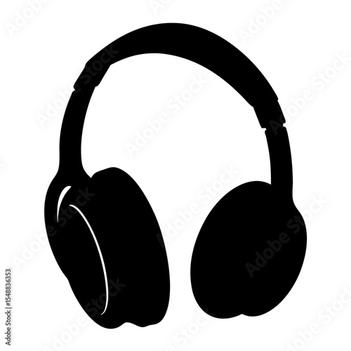 A minimalist silhouette of over ear headphones, perfect for music and audio