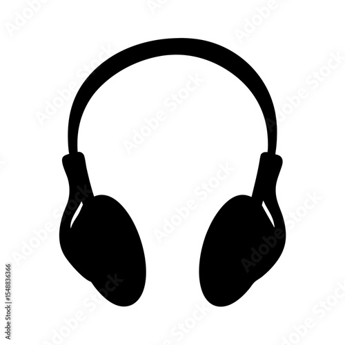 Simple Black and White Illustration of Headphones for Listening to Music