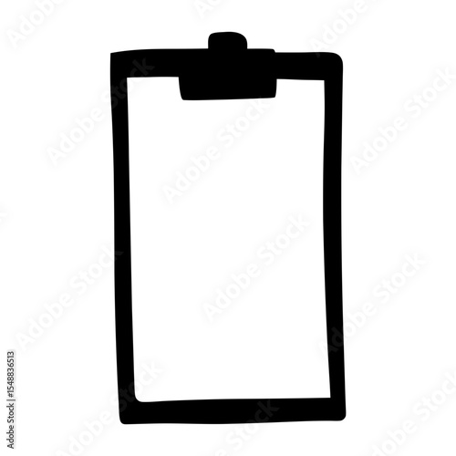 Stylized illustration of a black and white clipboard with a blank space
