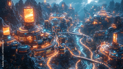 Isometric Cyberpunk Cityscape at Night