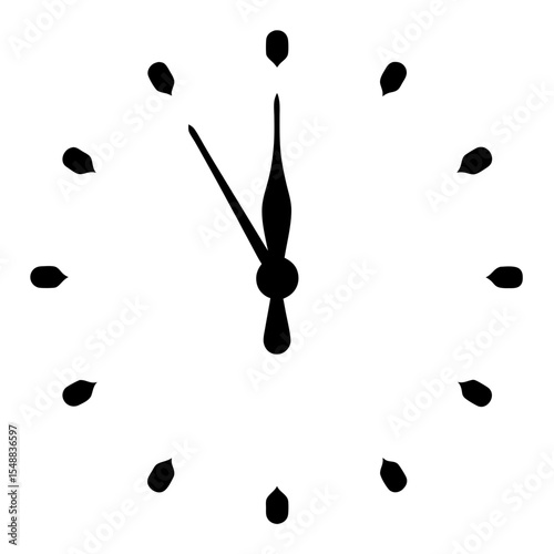 Clock face indicating the time is almost twelve with dark design