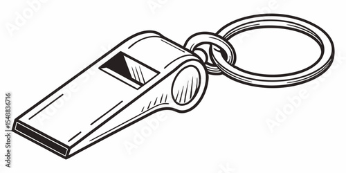 Metal bottle opener in the form of a key-chain with attached steel split ring close-up on white background