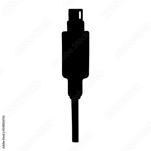 USB Cable Icon Design, A simple black icon of a USB cable, symbolizing connectivity, technology, and digital devices in a clean design.
